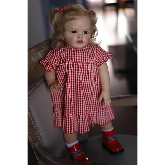 24 Inches 60CM Sweet Face Real Baby Size Rooted Blond Curly Hair  Lifelike - Picture 6 of 6